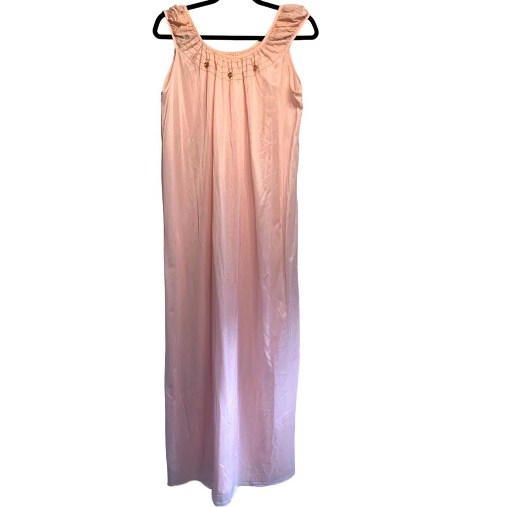 Vintage Peignoir Nightgown Regencycore Large Pink Smocked Floral Ethereal Fairy